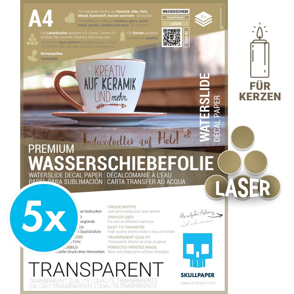 Wasserschiebefolie transparent Laser (auch Bestempelbar)